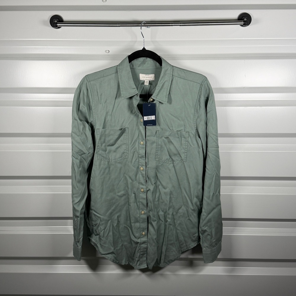 Lucky Brand Womens Sage Green Lyocell Utility Button Down Shirt 7WP4267 S NEW